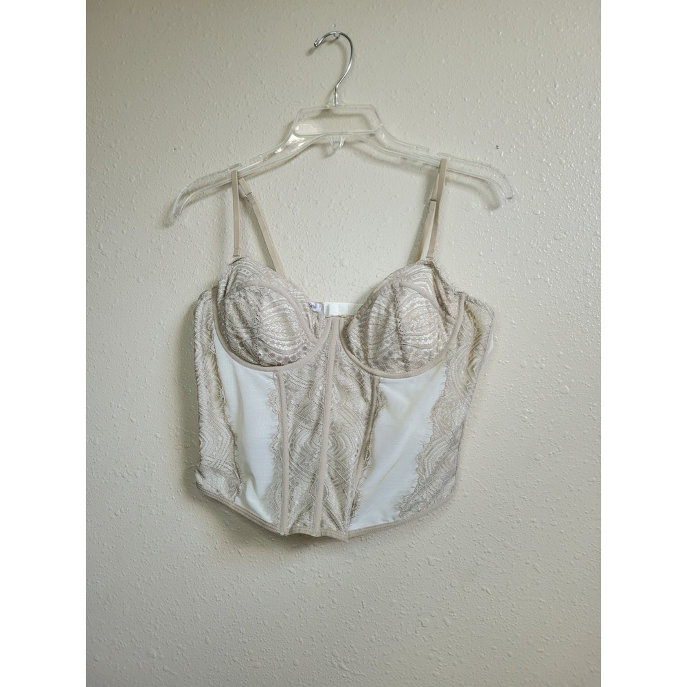 Garage Lace Corset Top Beige Cream Bustier Underwire Camisole Large
